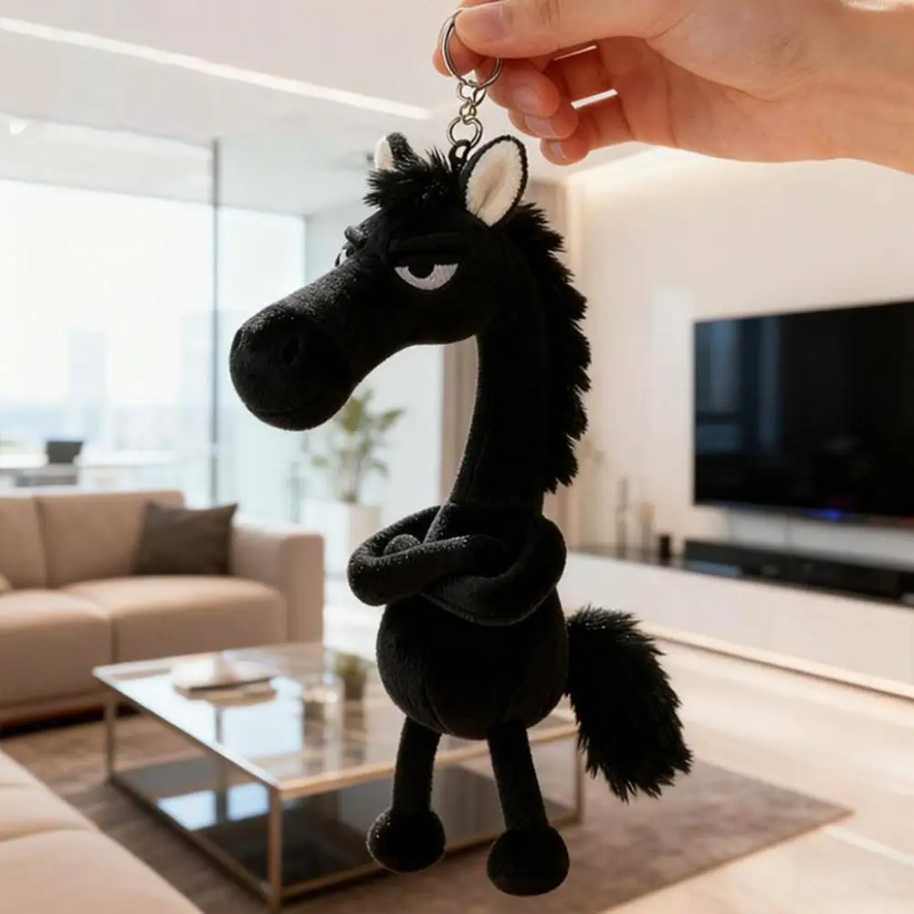 Gift for Horse Lovers Plush Black Horse Keychain Pendant Year of Stuffed Charm Cute Bag Accessory for Backpack Purse Wallet Gift