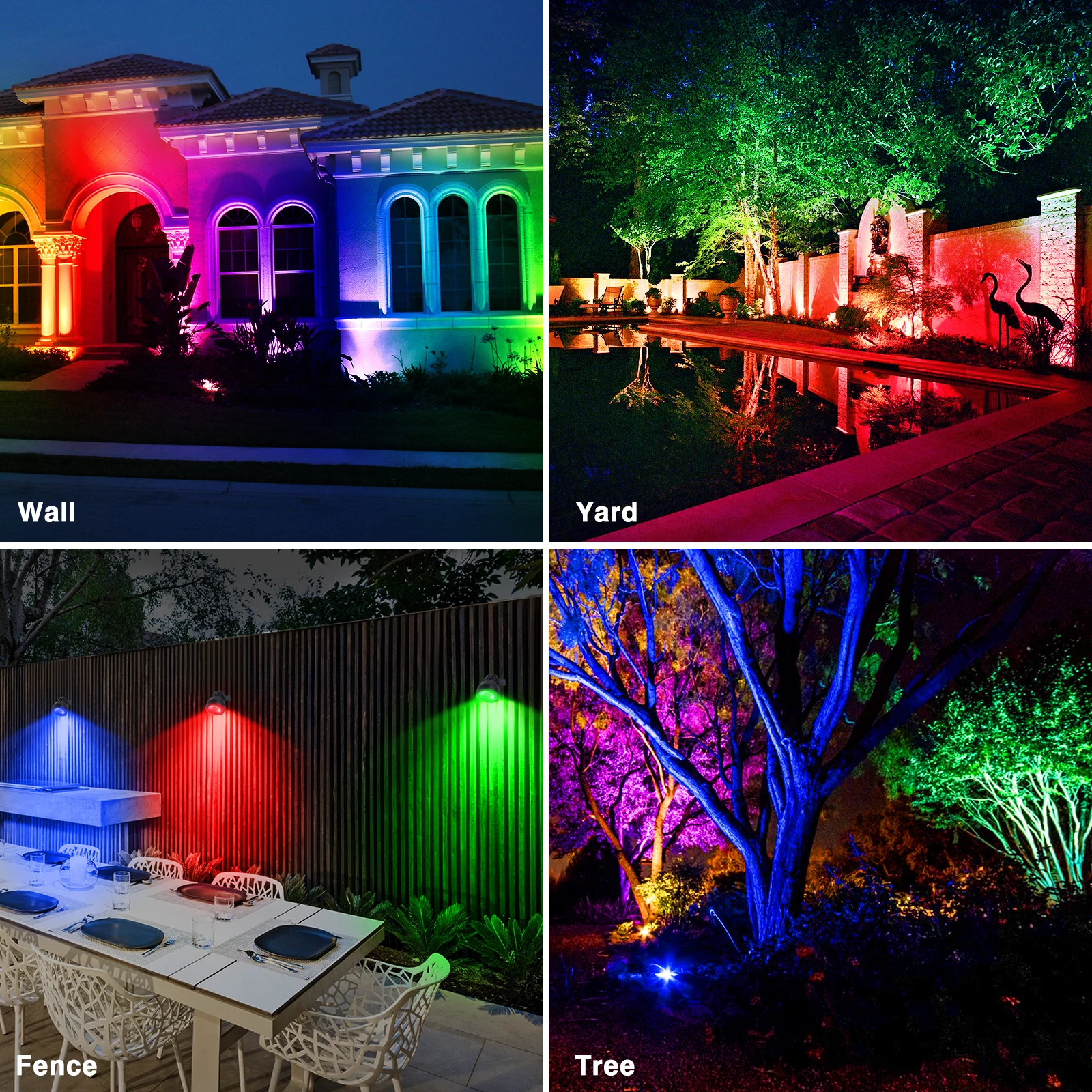 Imagem -06 - Cob Super Brilhante Levou Holofotes para Jardim Iluminação de Paisagem Baixa Tensão Impermeável 16 Cores eu us Plug