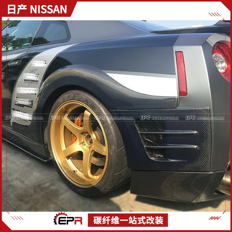 SAAR Compatible with Nissan GTR R35 Carbon Fiber Modification Parts TopSECRET Model Wheel Arch Wide Body Rear Bumper Air Ve