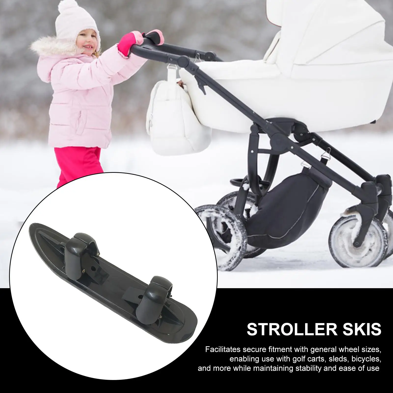 Stroller Skis 2 In 1 Baby Stroller Ski Scooter Conversion Skiing Attachment For Bicycle Outdoor Sports Lakeside Paths Resort