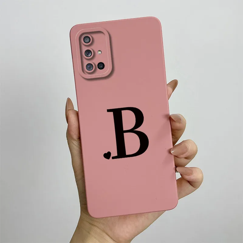 For Samsung Galaxy A51 A71 Case A515F A715F Initial Letters Liquid Silicone Phone Case For Samsung A51 A 31 71 Soft Cover Bumper