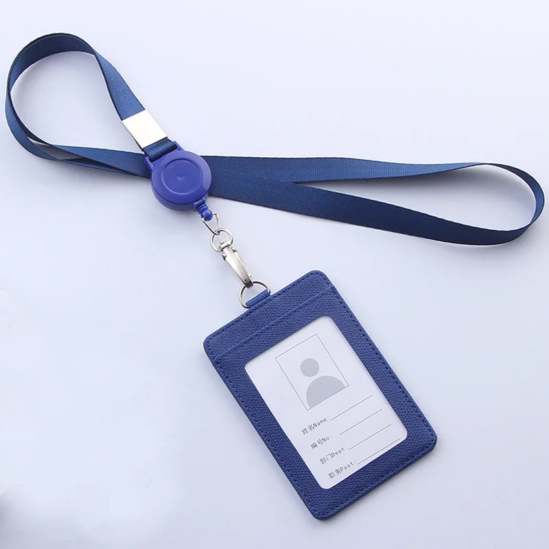 Cordini retrattili Porta badge identificativo Porta carte di credito in pelle per autobus bancari Porta carte di credito per uomo e donna Porta carte con cinturino