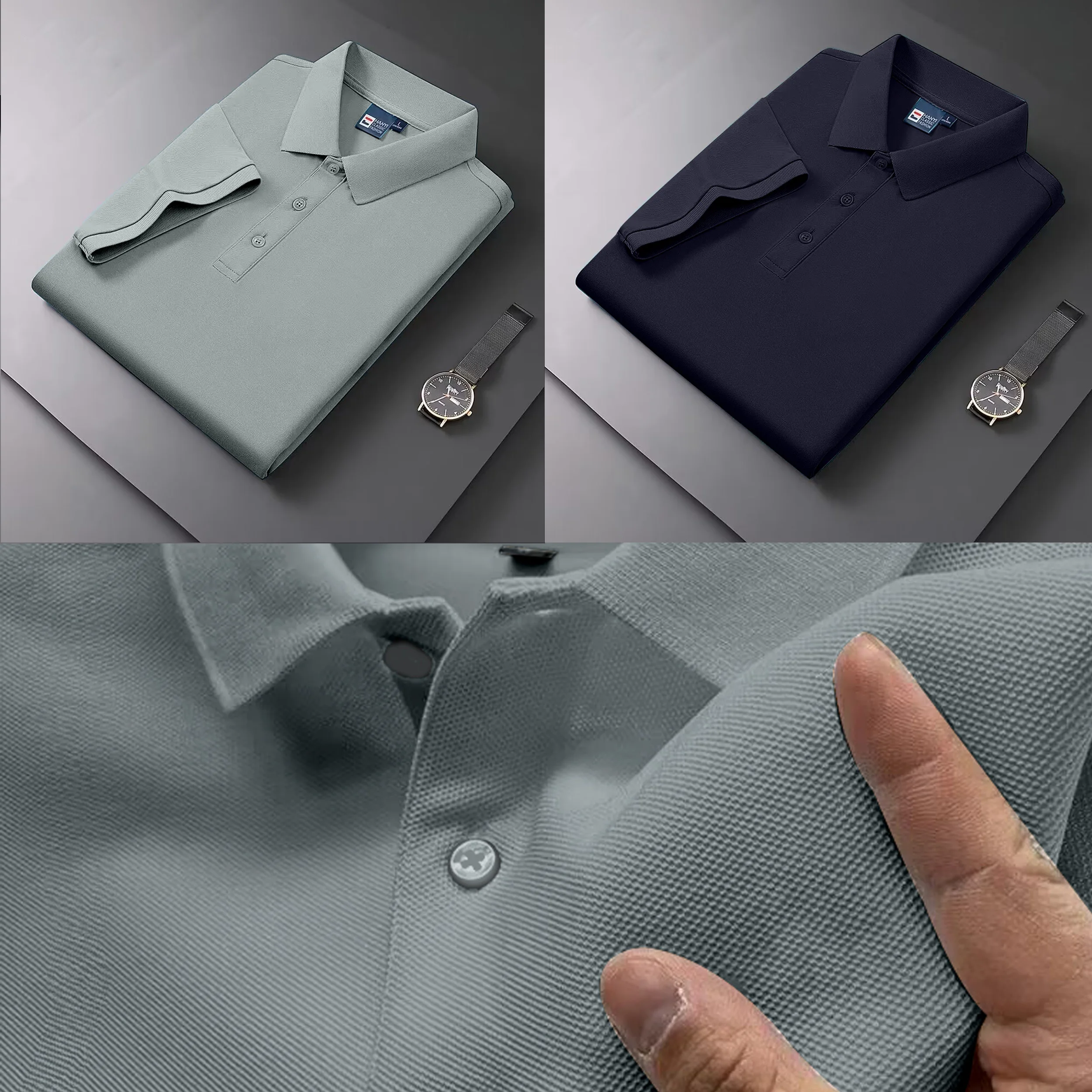 New Men's Fashion Solid Short Sleeved Polo Shirt Summer Breathable Comfortable Top 2155