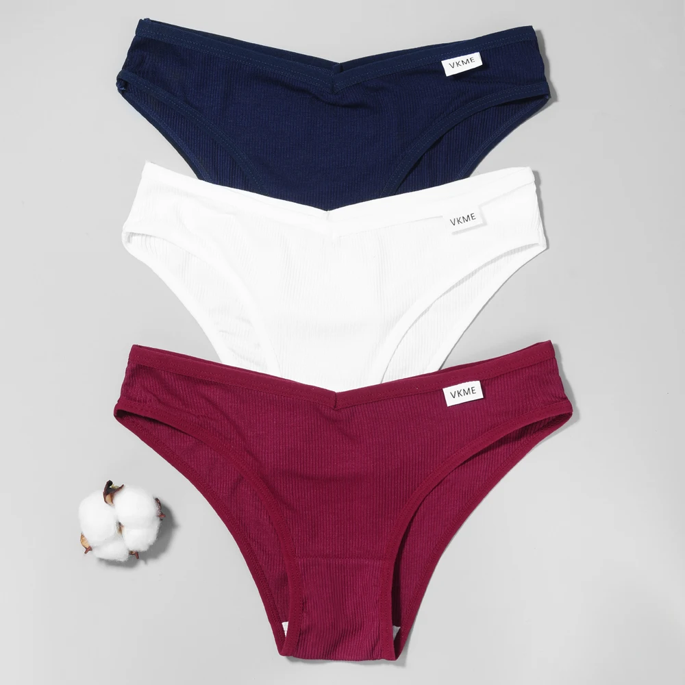 

VKME Women Cotton Panties Ladies Sexy Solid Color Low Waist Underwear Female Soft Breathable Lingerie Briefs Underpant