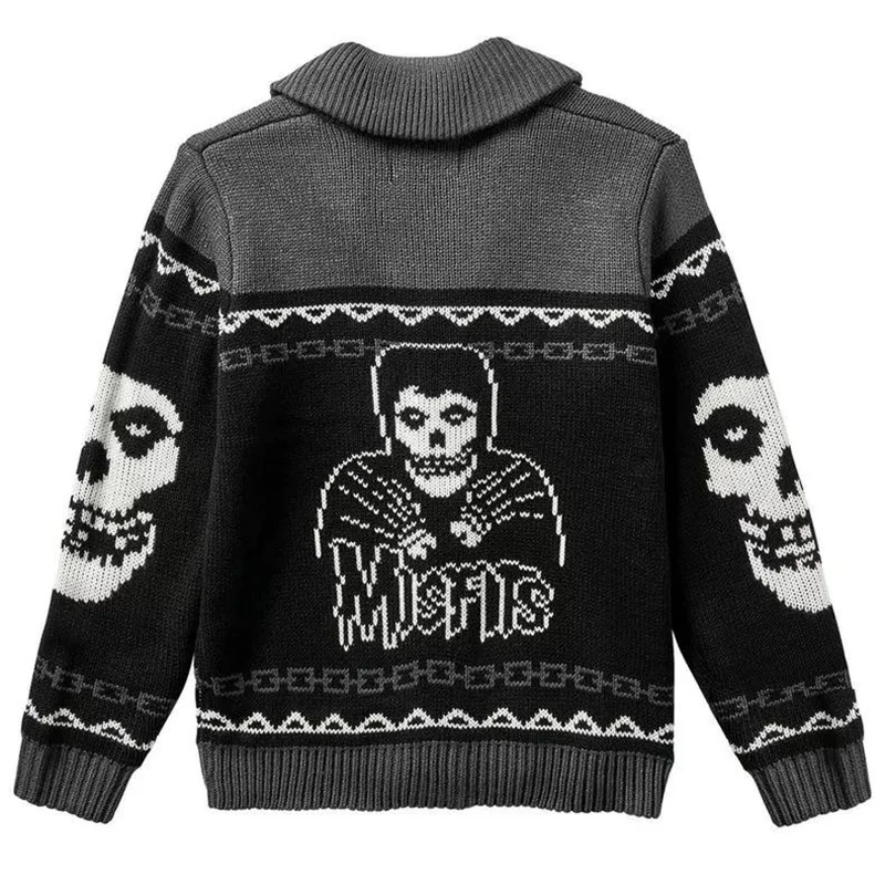 Herbst Winter Harajuku-Stil Gothic Geistermuster Herren Pullover Hip-Hop Street Paar Strickpullover Damen Streetwear – Detail 3