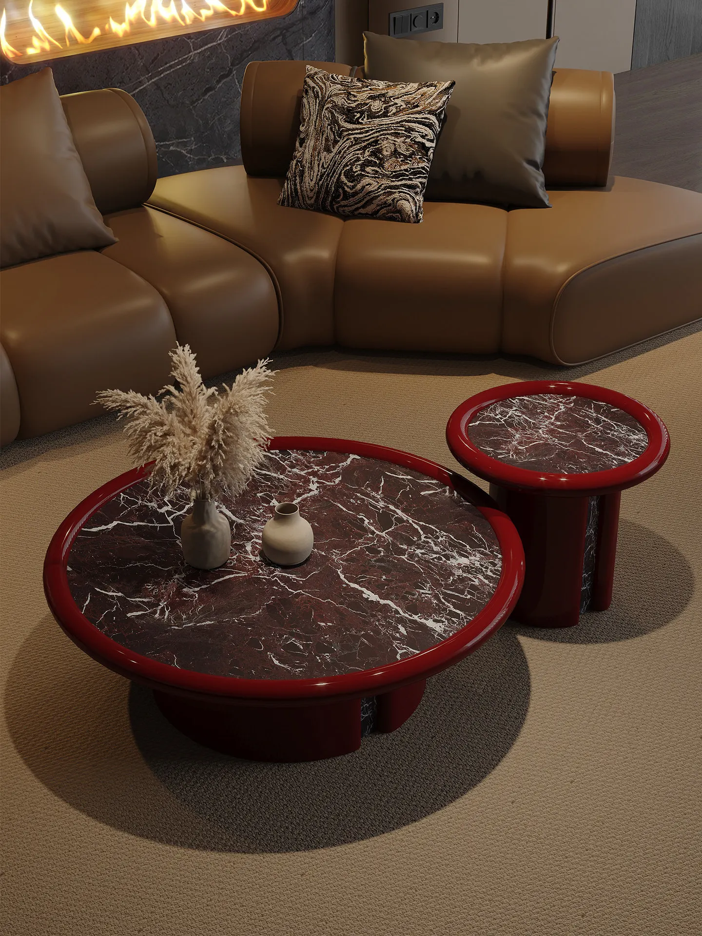 

CL light luxury marble coffee table side table combination simple modern high-end living room home new model