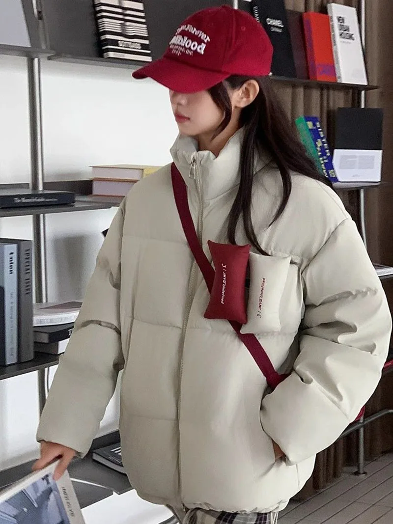 

Parkas Womens Knee Winter Sherpa Diamond-Decorated Double-Layered Full-Zip Turtleneck Office Business-Casual Stylish Multicolor