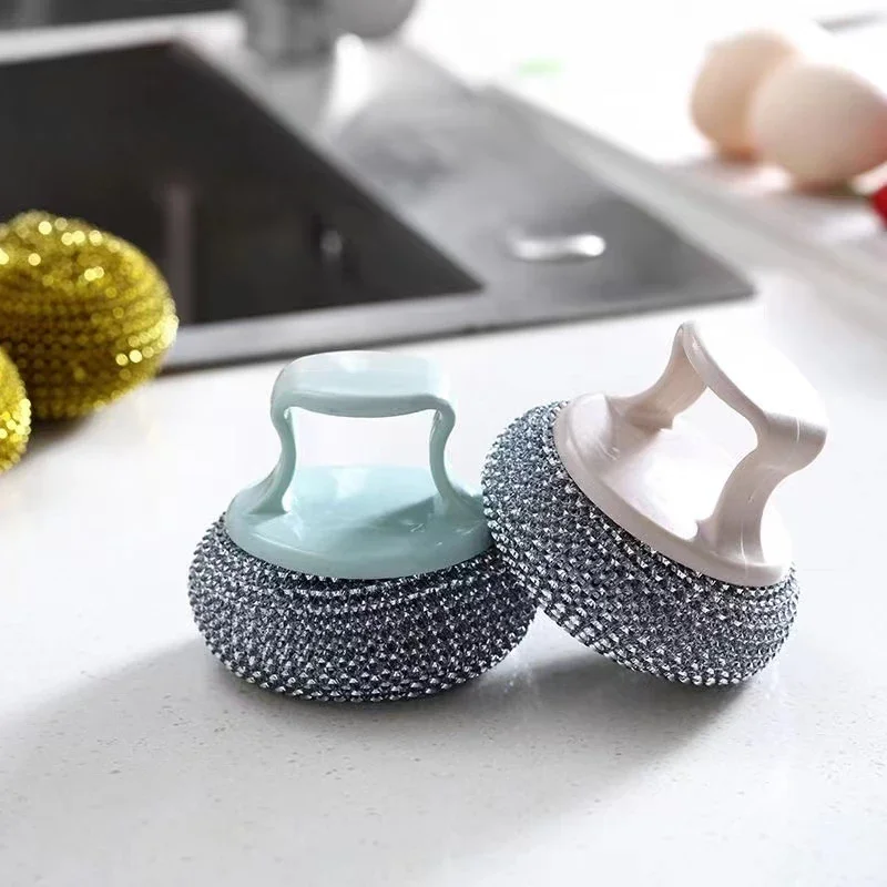 

Washing Sponge Cleaning Brush Dish Strong Stainless Steel Bowl Kitchen Pot Pan Window Cleaner Tools Kitchen Clean Brush