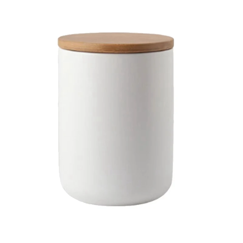 

800Ml Ceramic Storage Jar Bamboo Lid Storage Bottles Grains Tea Leaf Coffee Beans Candy Food Jar Spices Sugar Container