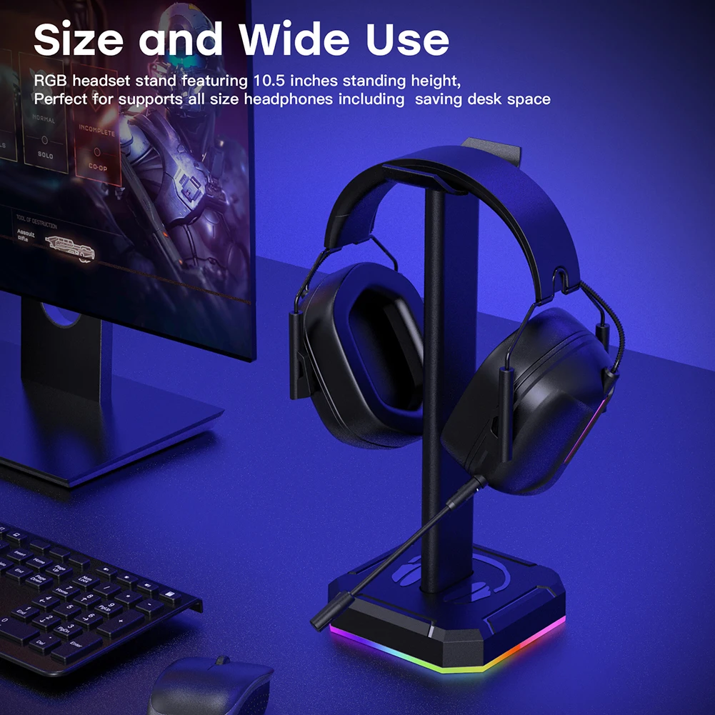 Gaming Headphone Support Holder Portable Headsets Storage Stand RGB Earphones Hanger Rack Bluetooth Headphones Vertical Bracket