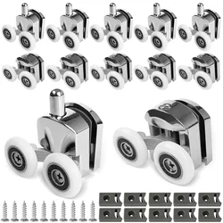 23mm Shower Door Rollers Zinc Alloy Shower Door Wheels Curved Shower Rollers with Anti-Collision Block Bathroom Door Accessories