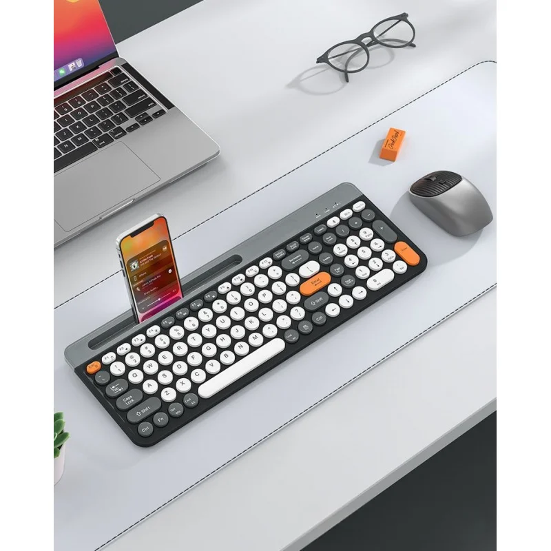 Per set tastiera e mouse Bluetooth wireless ricaricabili, laptop silenzioso, computer desktop, CC compatibile con Apple e Android