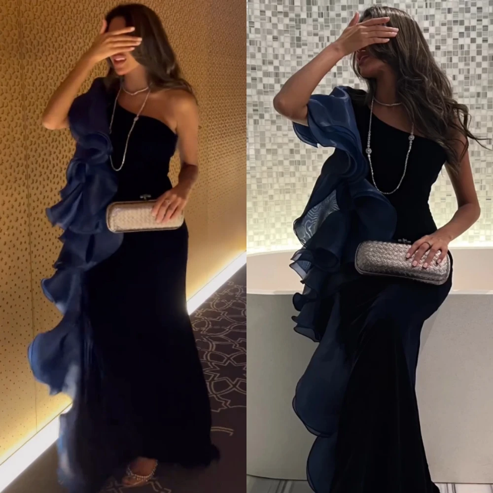 Customized Fashion Asymmetrical One-Shoulder A-line Floor Length Prom Dress Formal Ocassion Gown Satin vestidos de fiesta para m