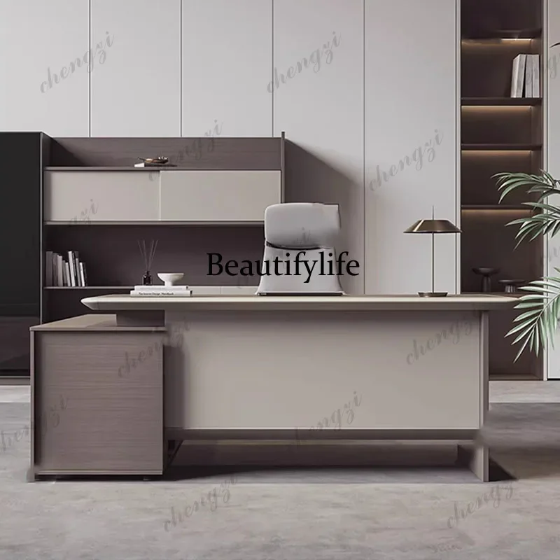 F182   Display Nordic Office Desk Lshaped Minimalist White Conference Office Desk Storage Multifunctional