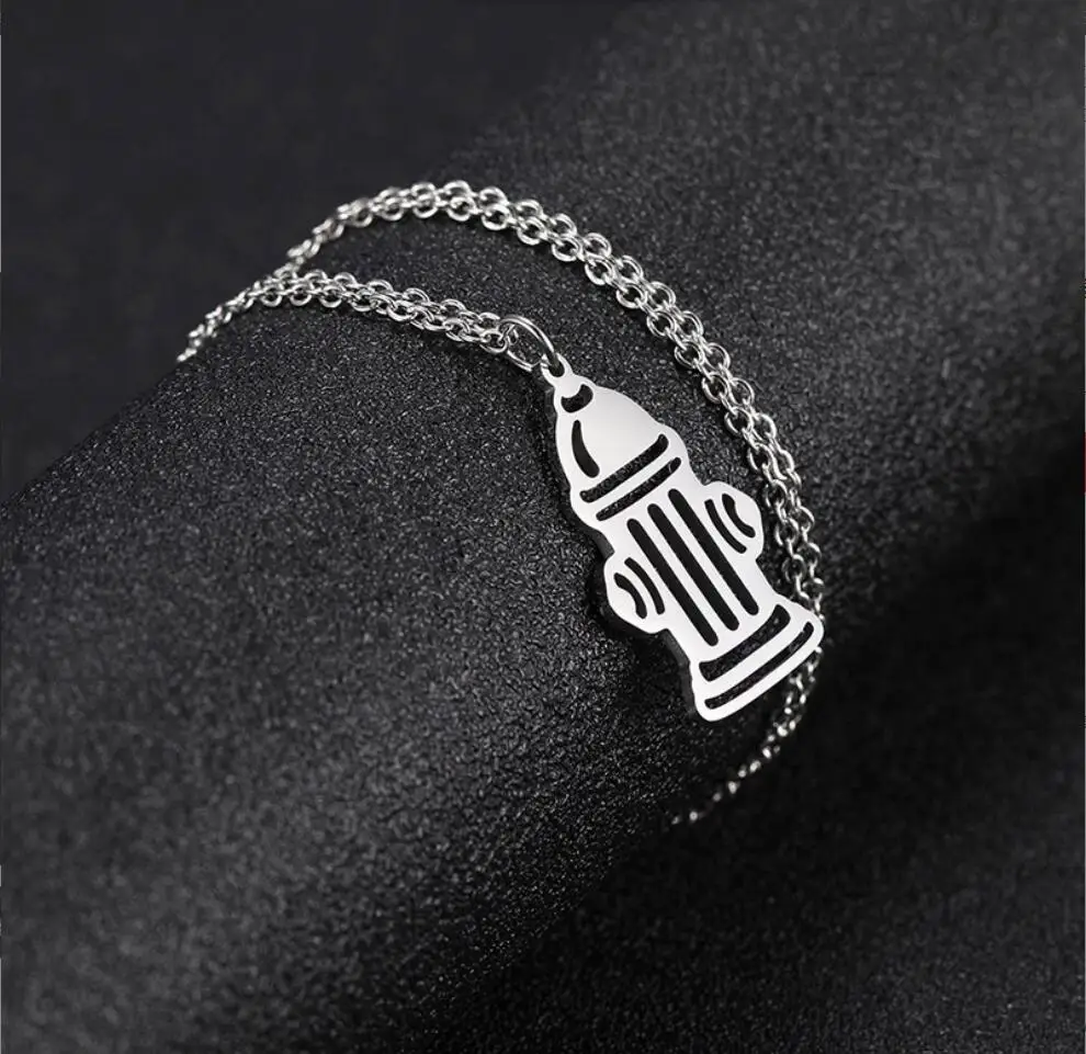 1PC Chain Necklace Women Stainless Steel Truck Firefighter Engine Hydrant Fire Pendant Gift Fashion Jewelry Cute Necklace F1584