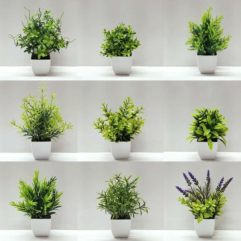 Plantes Artificielles Bonsaï Vert en Pot, Petit Arbre, Fausses Fleurs pour Décoration de Jardin de Maison, ixde Mariage