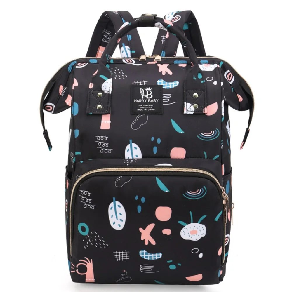 

Simple Print Mummy Bag Multi-function Korean Style Baby Diaper Organizer Large Capacity Baby Care Storage Nappy Backpack Travel