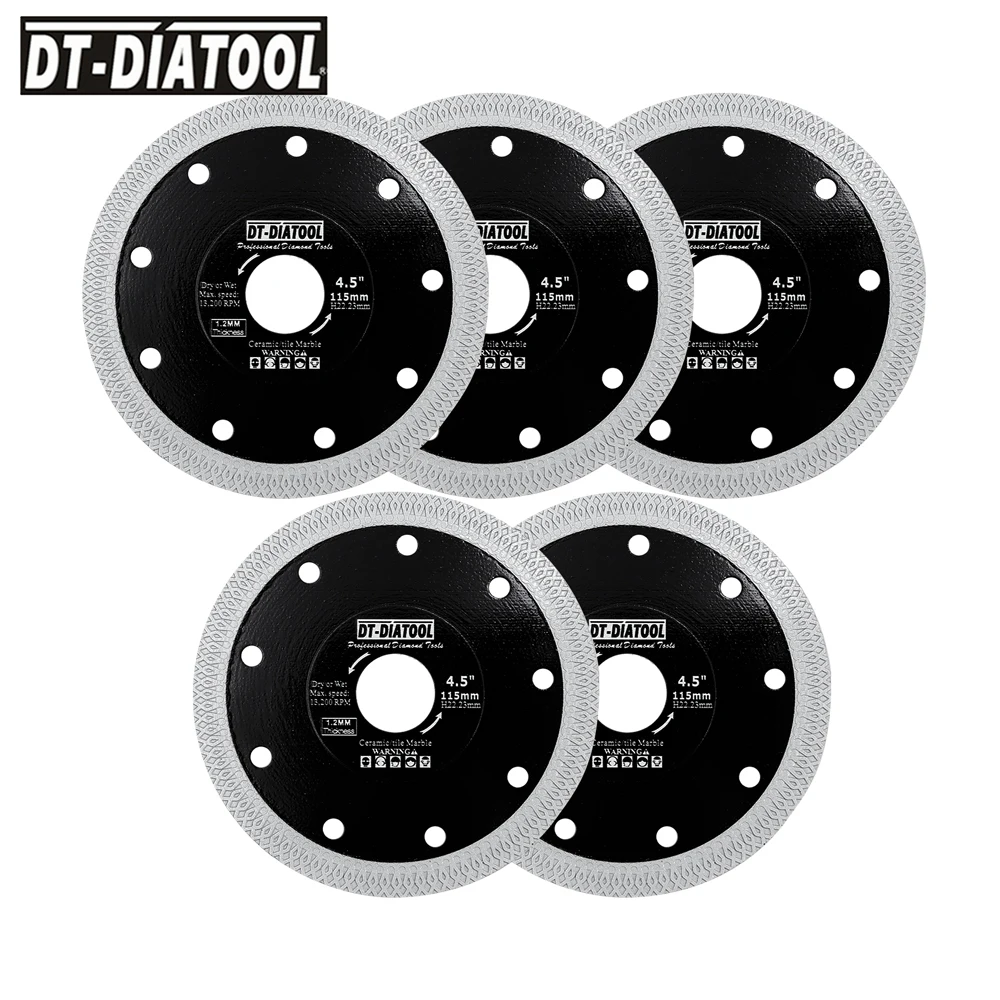 

DT-DIATOOL 10pcs Dia 4.5inch/115mm Diamond Superthin Saw Blades X Mesh turbo Cutting Disc for Ceramic Tile Diamond Disc Plating