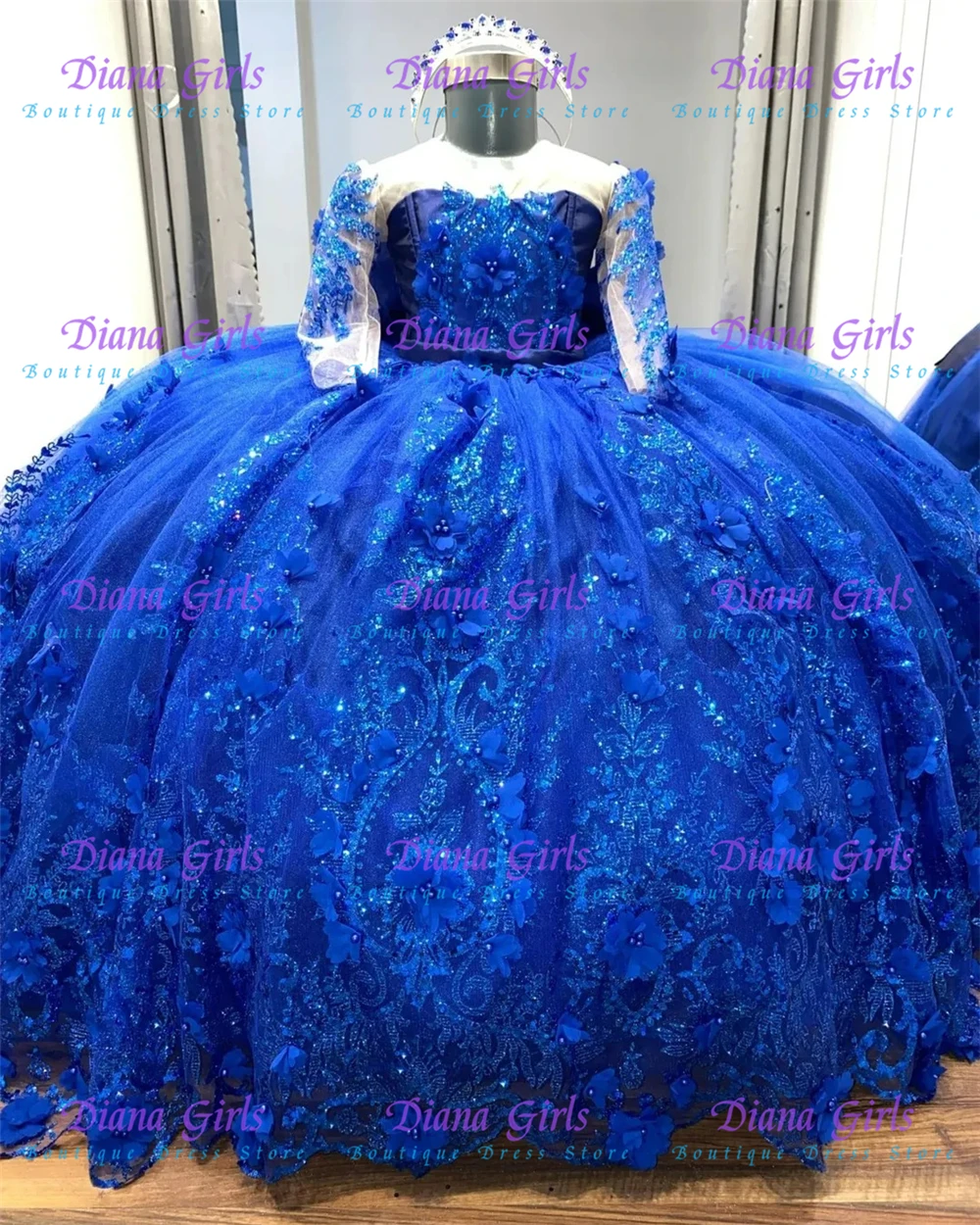 

Elegant Quality Royal Blue Flower Girl Dress Tulle Fluffy With Exquisite Appliqué For Kids Birthday Party Evening Ball Gowns
