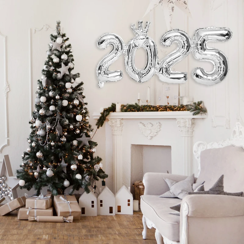 1PC 3D Large Gift Box Santa Claus Foil Balloons Gift Box Elk Balloon Christmas Decorations For Home 3 Colors 2025 Decor Supplies