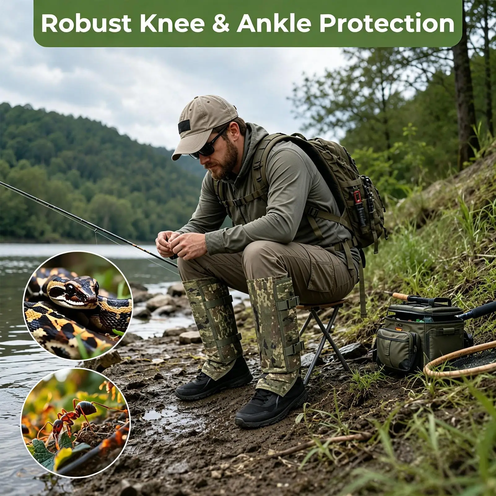 

Leg Gaiters For Men 1-Pair Lightweight Adjustable Protective Hunting Leg Guards Waterproof Gaiters For Outdoor Trail Running