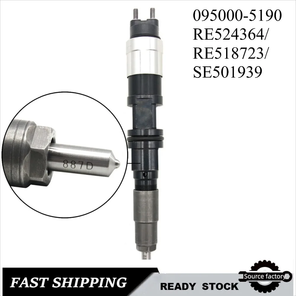 

Common Rail Injector 095000-5190 RE524364/RE518723/SE501939 Fuel Injector for John Deere 6081T Tractor Engine-car accessories