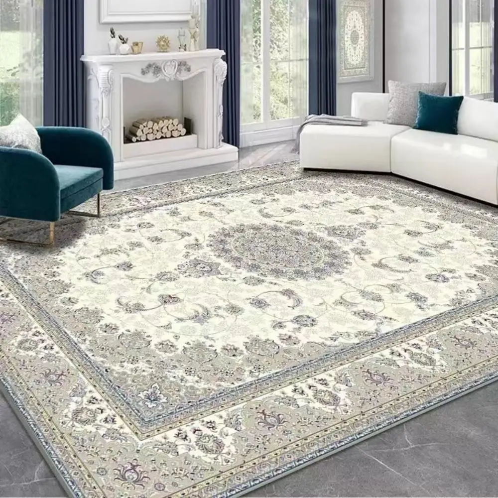 VIKAMA Persian Style Crystal Pile Rug Living Room Sofa Coffee Table Dirty Resistant Non-Slip Rugs