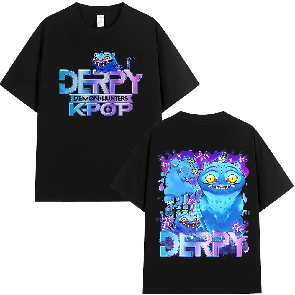 

K-Pop Demon Hunters Derpy Tiger Graphic T Shirts Fashion Casual T-shirts Men Women Clothing Cotton O-collar T Shirt Streetwear