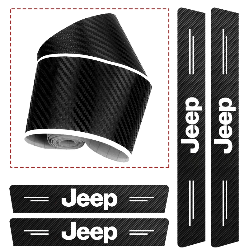 عالية الجودة ألياف الكربون عتبة باب السيارة حامي ملصق ل جيب رانجلر جراند شيروكي البوصلة Wagoneer المصارع المنتقم XJ