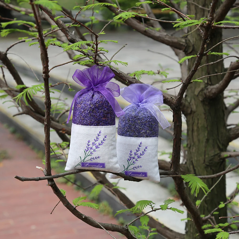 25 Pcs Lavender Drawstring Herb Plant Wedding Favor Small Gift Pouches Lavender Scented Favor Bags Decorative Table Bags