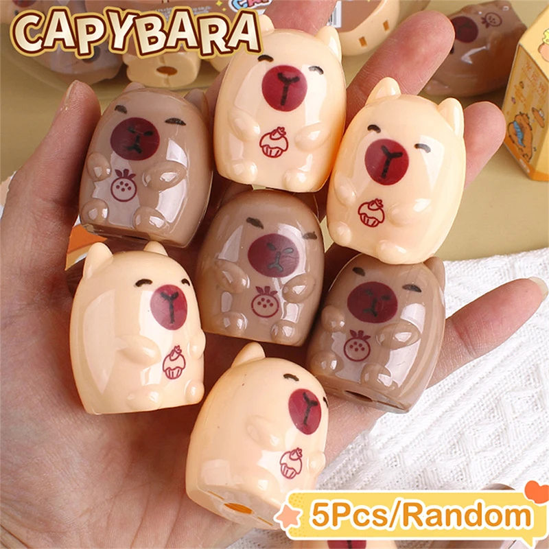 5Pcs Creative Cartoon Capybara Pencil Sharpener Mini Funny Cute Pencil Sharpener Office Supplies Student Stationery Gifts