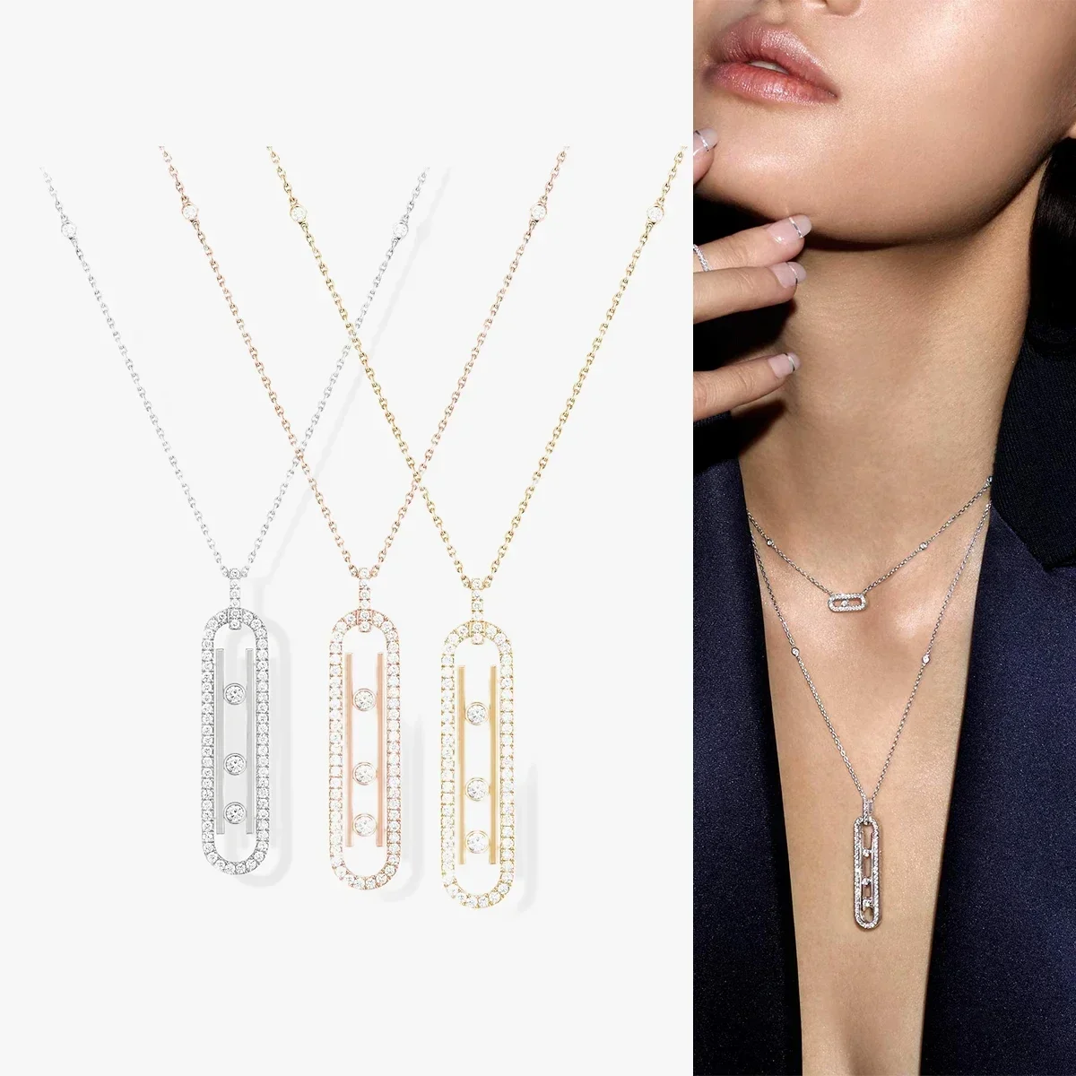 

2025 Новая модная тенденция, серебро 925 пробы, женский маленький кулон из белого розового золота, романтические украшения, подарок для пары