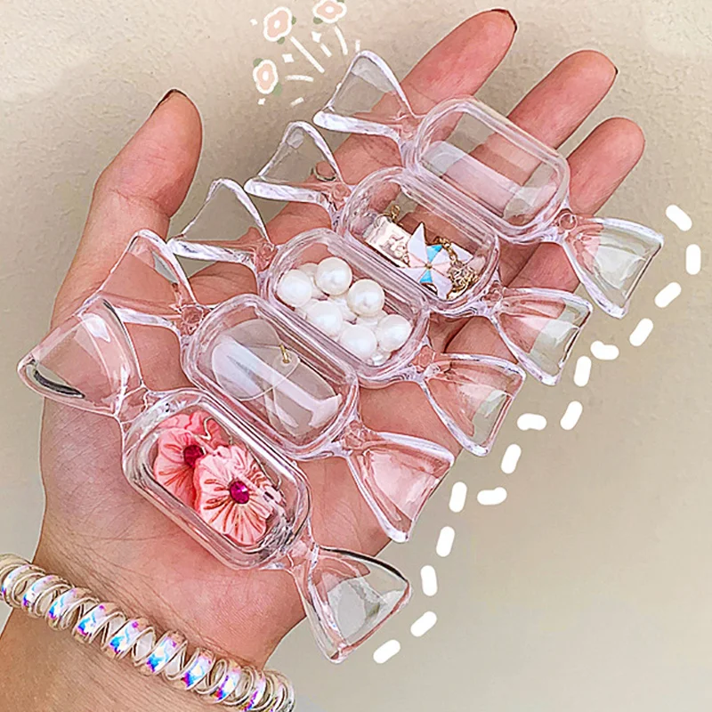 Ins Clear Candy Package Storage Boxes Cute Fashion Jewelry DIY Bracelet Bead Storage Display Box Container Waterproof Organizer