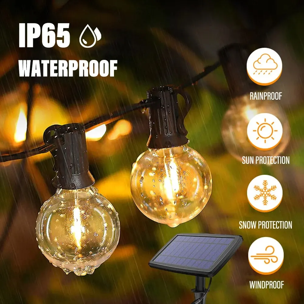 Zonnelichten buiten G40 Tuinstring Lights USB oplaadbare waterdichte buitendecoratie verlichting voor terras kerst