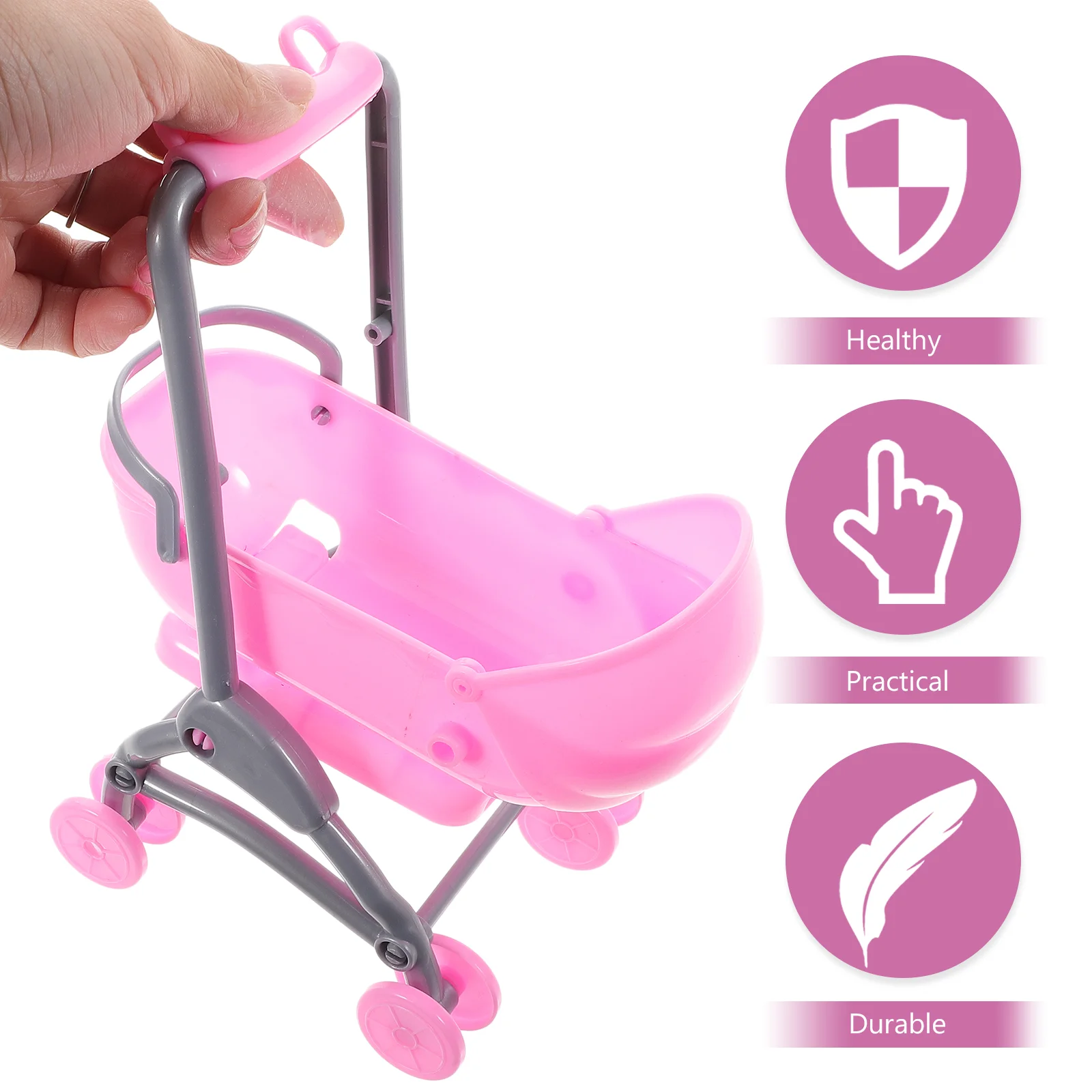 2pcs Mini Baby Carriage Simulation Stroller Toy Play House Stroller Model Plastic Baby Stroller Toy baby carriage toys