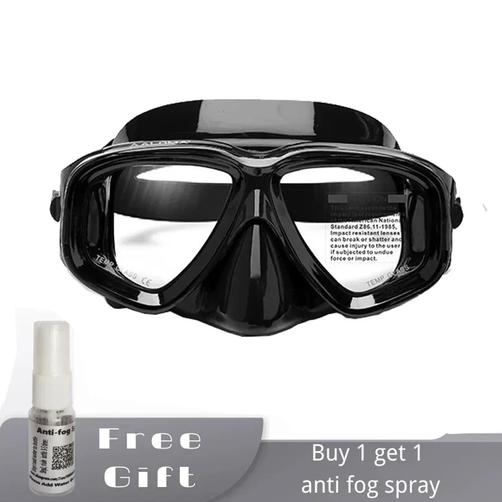 Suba Diving Mask Myopia 1.5-8.0 Tempered Lens Anti-fog Free Dive Goggles freedive