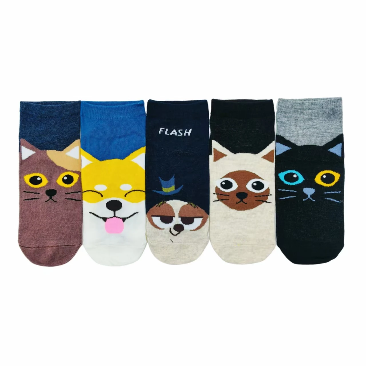 Женские носки с героями мультфильмов, прямые носки-лодочки с милым котом и собакой