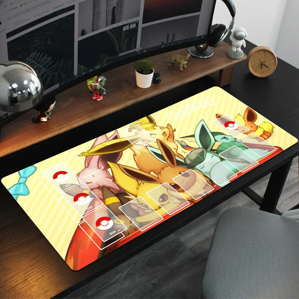 P-Pokemon Game Anime Battle Mousepad Mouse Mat حصيرة مكتبية مع وسادة ملحقات الألعاب Prime Gaming XXL لوحة المفاتيح حصيرة الحشو