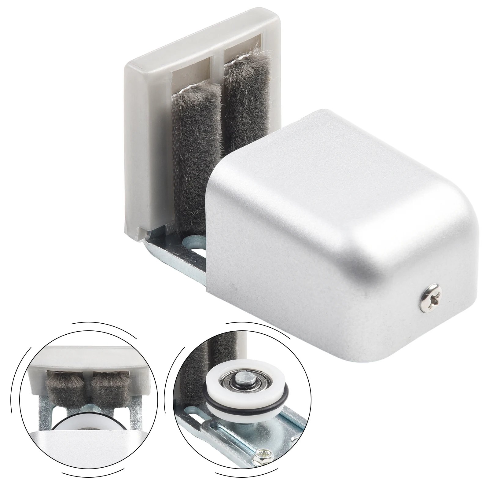 Floor Guide Roller Wall Mount Installation Sliding Hardware Excellent Design Silver Exterior Design Excellent Design
