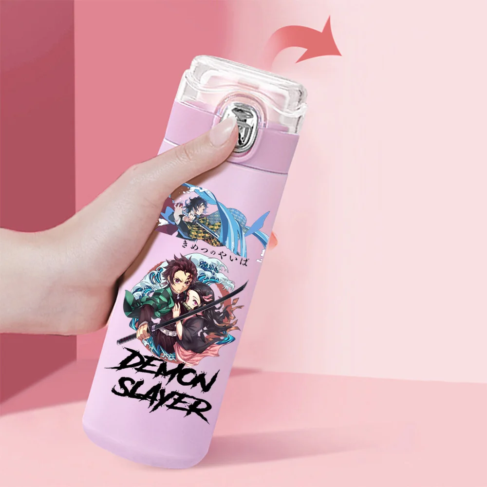 Anime Cartoon Demon Slayer Printed Thermos Cup Portable Stainless Steel 400Ml Water Bottle Leak Proof Camping Water Cup Gift - view 5