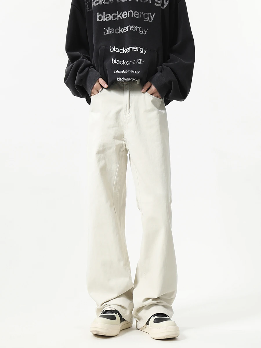 

Sanesiji Men's Casual Pants Spring 2025 New Straight Loose White American Retro Versatile Casual Trousers Knife