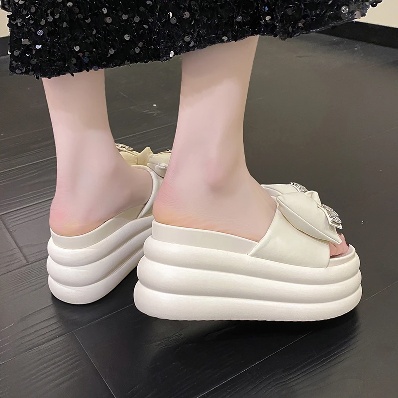 New Summer Women Slippers 2024 Thick Sole Dad Shoes Casual Platform Beach Flip Flops Leisure Flower Sandals Sneakers Woman 8.5CM