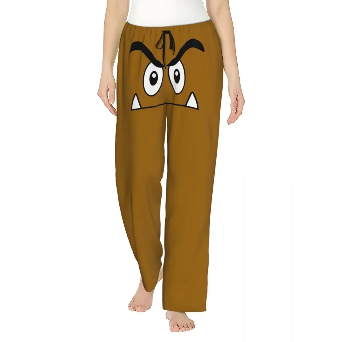 

Custom Cartoon Game Brown Goomba Face Women Pajama Pants Lounge Sleep Sleepwear Bottoms with Pockets