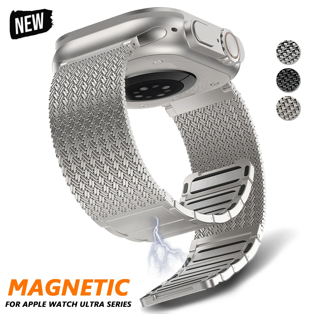 

Men Magnetic Steel Strap for Apple Watch Band 45mm Ultra 49mm 46mm 41mm 45mm 40 Metal Belt IWatch Series 10 9 8 7 6 Se Ultra 2