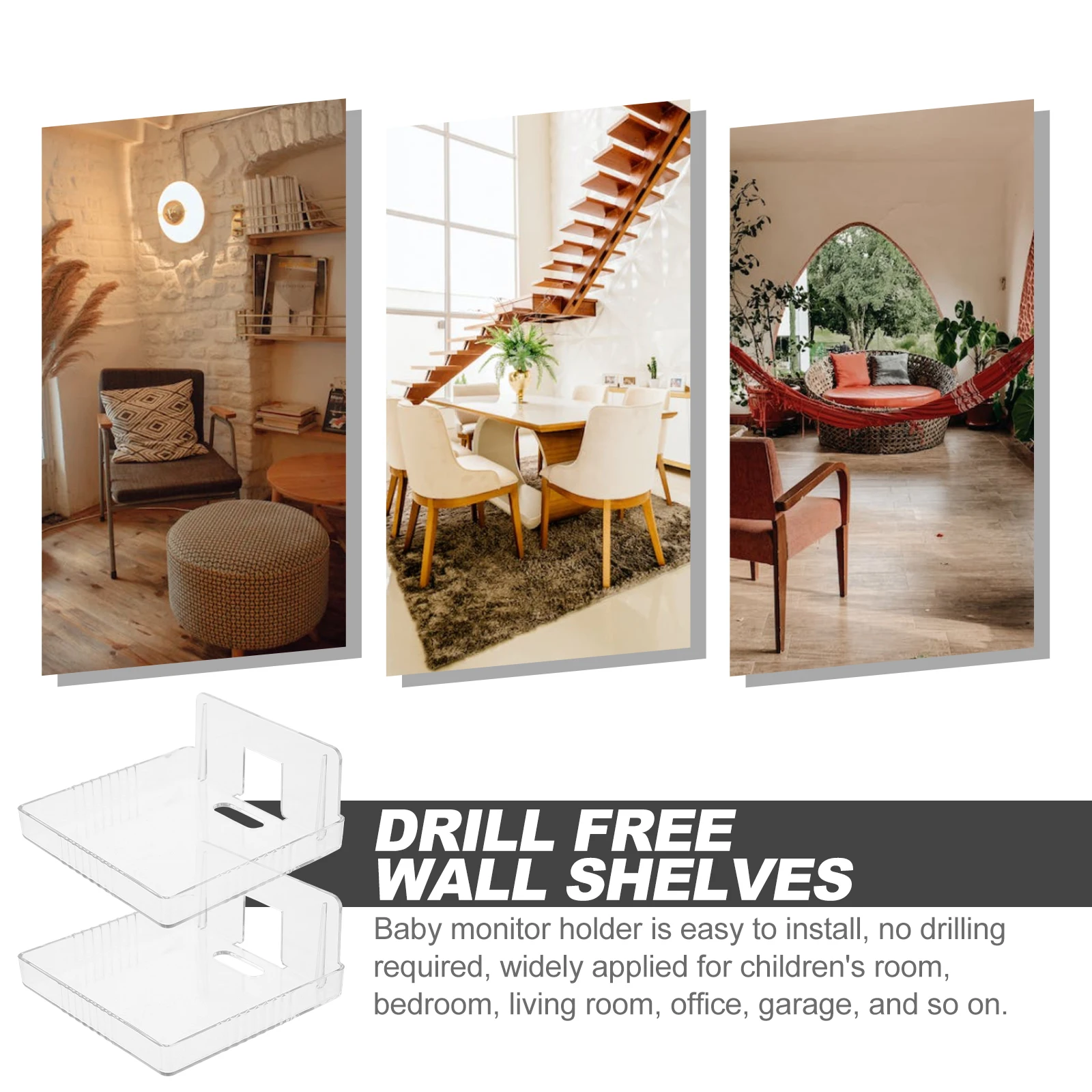 

2pcs Wall-mounted Camera Stand Shelf Bracket Transparent Small Baby Monitor Mount Speaker Wall Mount No Screw Bedroom Living