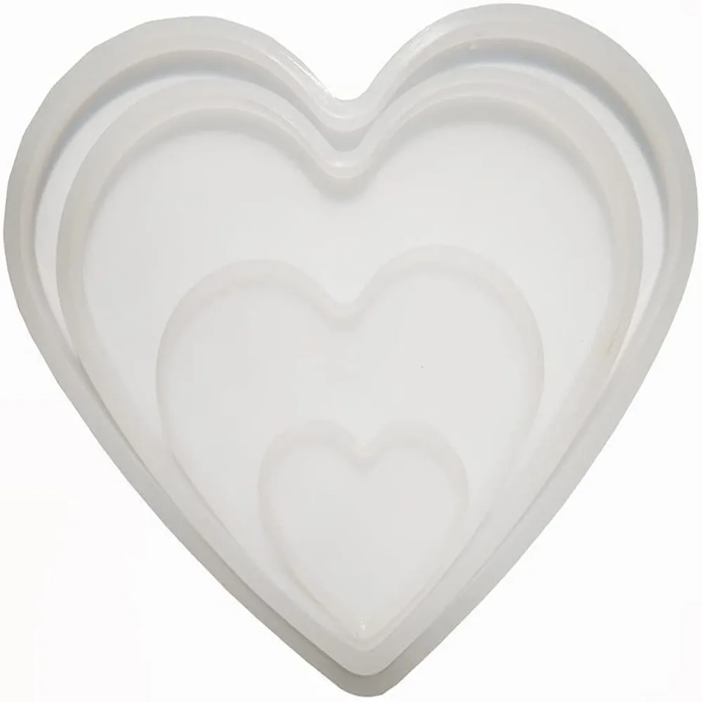 4 PCS Craft 4 Size Love Heart Shape Epoxy Mold Large 6/11/15/19cm Coaster Molds Silicone Resin Molds for Coaster Making