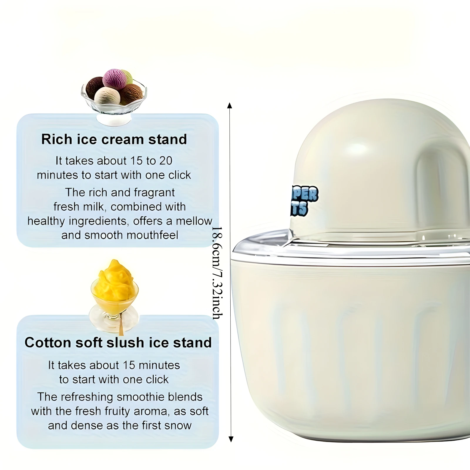 Automatic Smoothie Ice Cream Machine, USB Plug, Portable Ice Cream Machine for Home, RV, Camping, Party, Travel Gifts