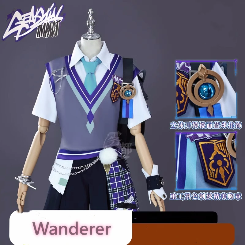 

Wanderer Cosplay Costume Game Genshin Impact Anime Skirmisher Scaramouche Casual Uniform Role Play Clothing Halloween Costumes