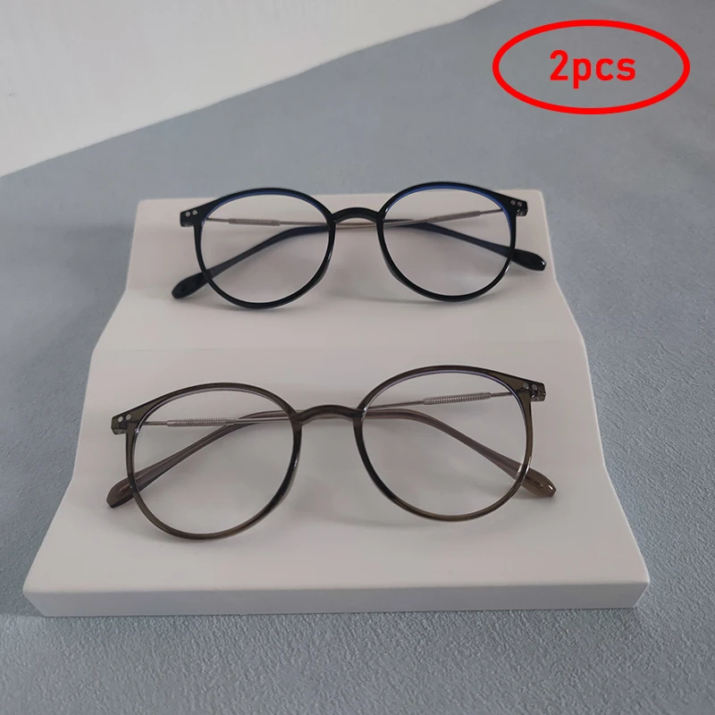 

2pcs Retro Round Anti Blue Light Blocking Glasses For Men Women Vintage Classic Computer Eyewear Office Outdoor Female Accessory