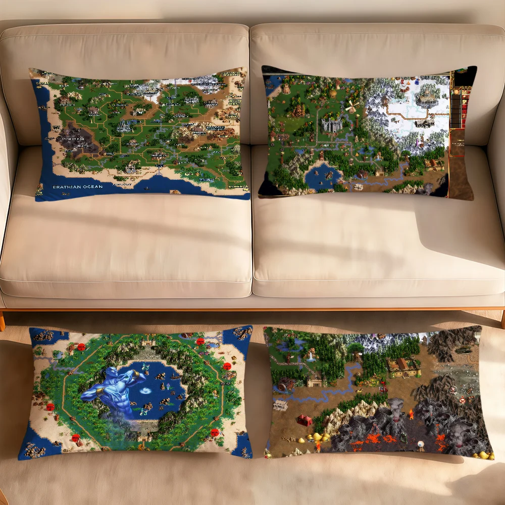 game h-Heroes of m-Might and Magic 3 map Rectangle Pillowcover Home Sofa living Room bedside Dorm bedside hogar Pillowcase gift